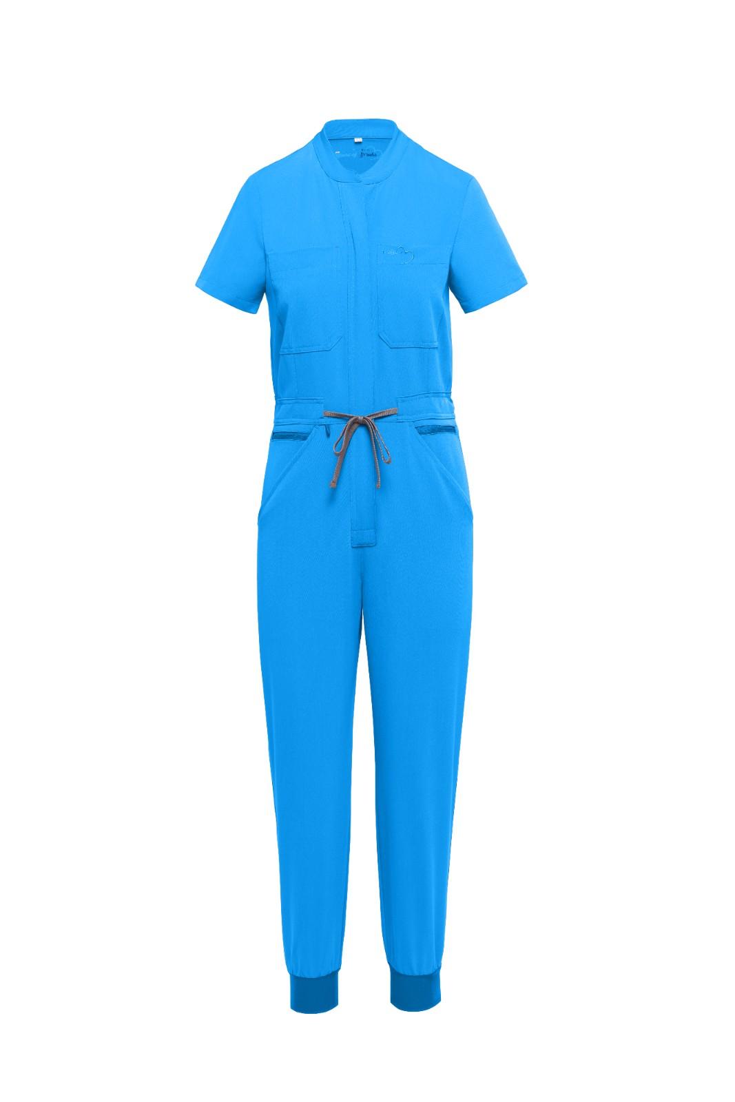 Aqua Scrubs Romper – Ribbed Bottom Scrub Jumpsuit for Women