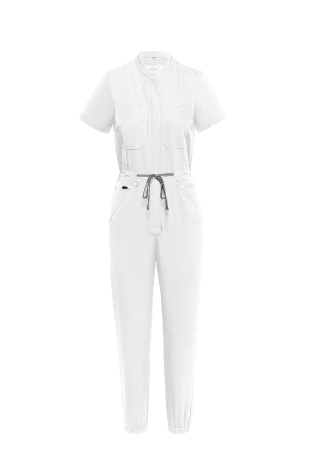 White outfit with a shirt and pants on a white background