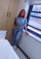 Denim Gray Scrubs Romper Ribbed Bottom - Scrub Jumpsuit for Women