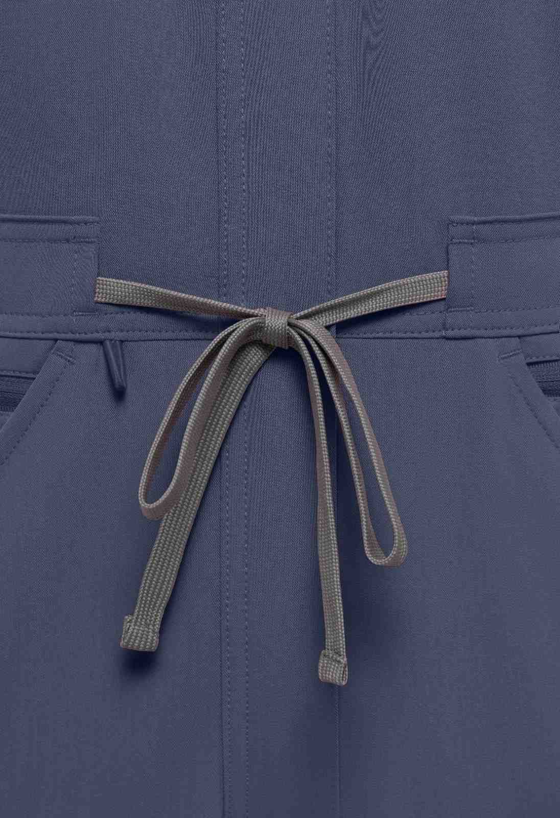 Denim Gray Scrubs Romper Ribbed Bottom - Scrub Jumpsuit for Women