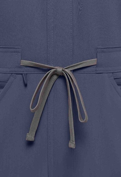 Denim Gray Scrubs Romper Ribbed Bottom - Scrub Jumpsuit for Women