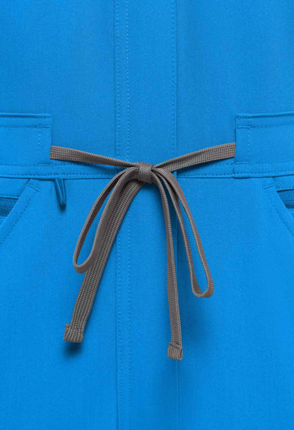 Aqua Scrubs Romper – Ribbed Bottom Scrub Jumpsuit for Women