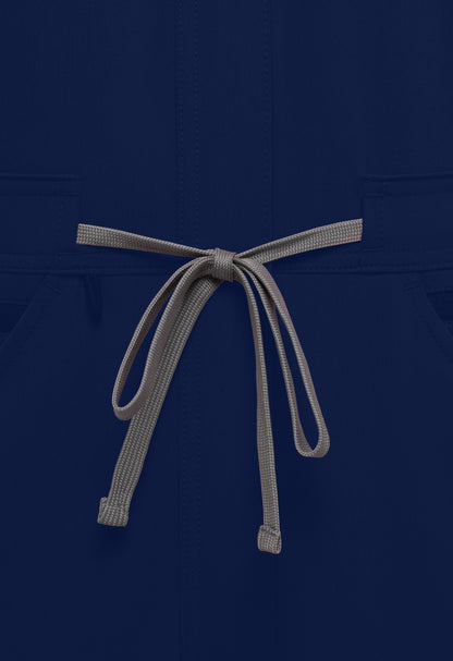 Navy Scrubs Romper Ribbed Bottom - House Of Scrubs Romper For Women (Navy)