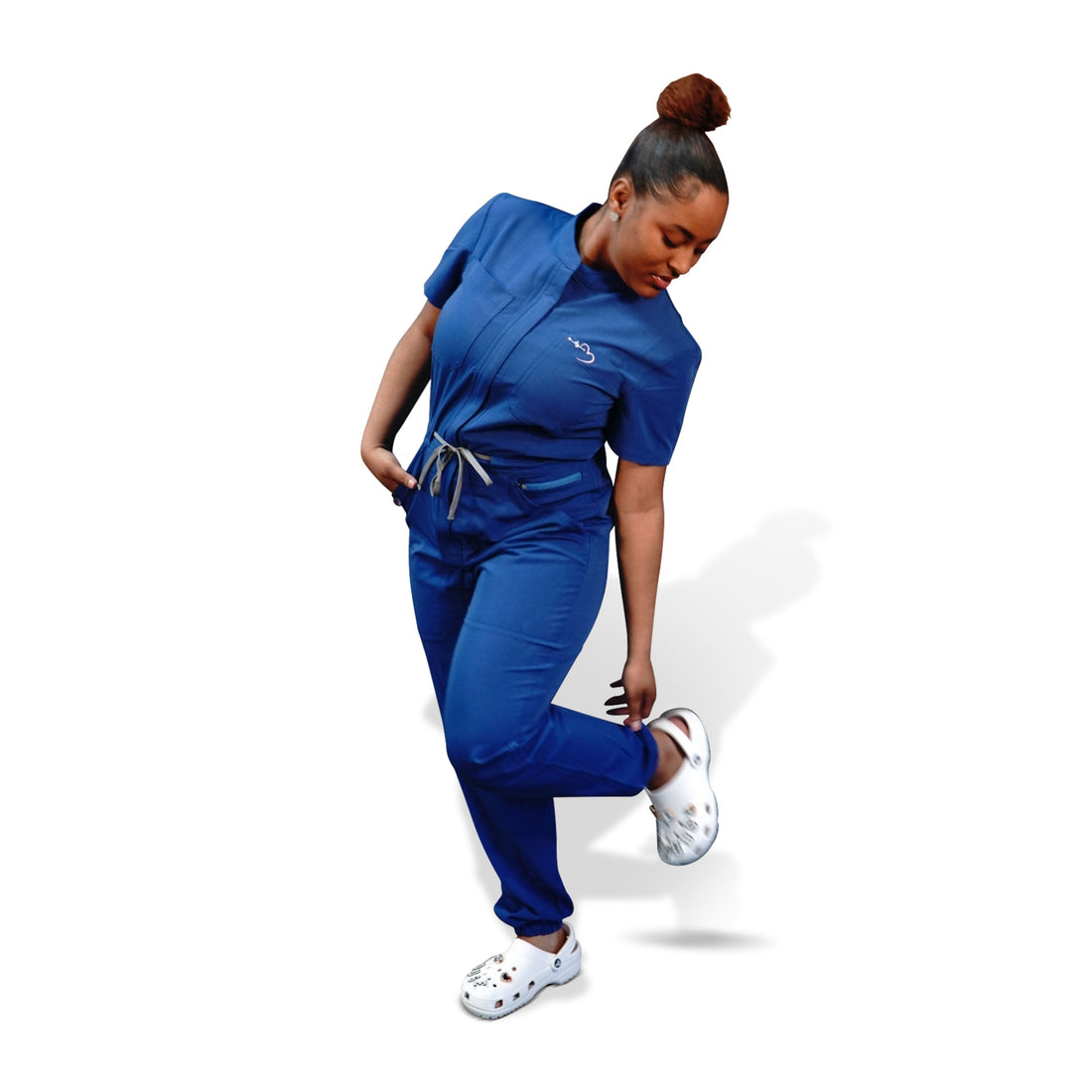Royal blue scrubs romper for women