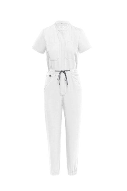 White outfit with a shirt and pants on a white background